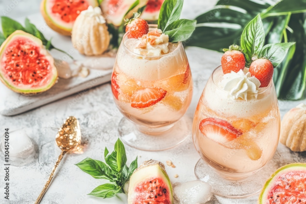 Modern Holi Celebration Setup With Gujiya and Colorful Fruit Mocktails on a Minimalist Table Modern Holi Celebration Setup With Gujiya and Colorful Fruit Mocktails on a Minimalist Table