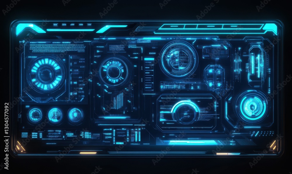 Sleek digital interface glowing in neon blue tones, with futuristic elements symbolizing technological innovation and modern design Sleek digital interface glowing in neon blue tones, with futuristic elements symbolizing technological innovation and modern design
