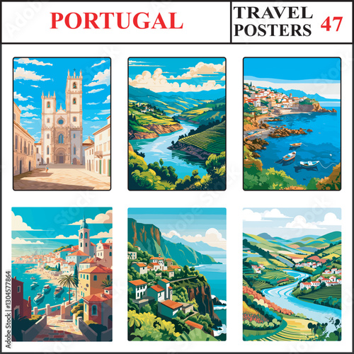Portugal Evora evora Douro Valley Madeira Travel Poster Wall Art Print Collection Set Part 47