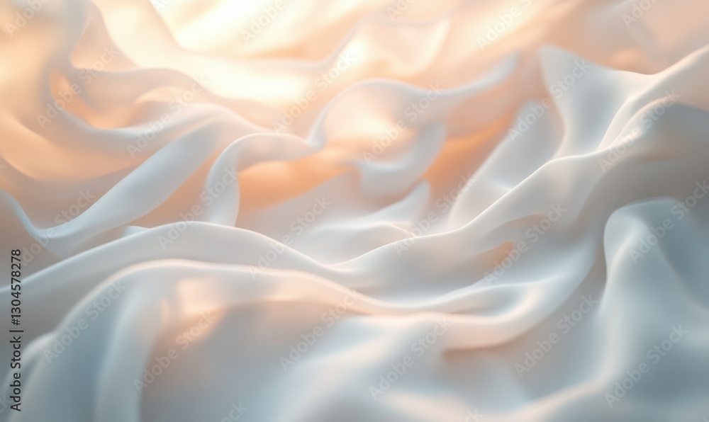 Obraz premium Luxurious flowing white satin fabric with soft ripples and highlights, illuminated by gentle light creating a smooth and elegant texture