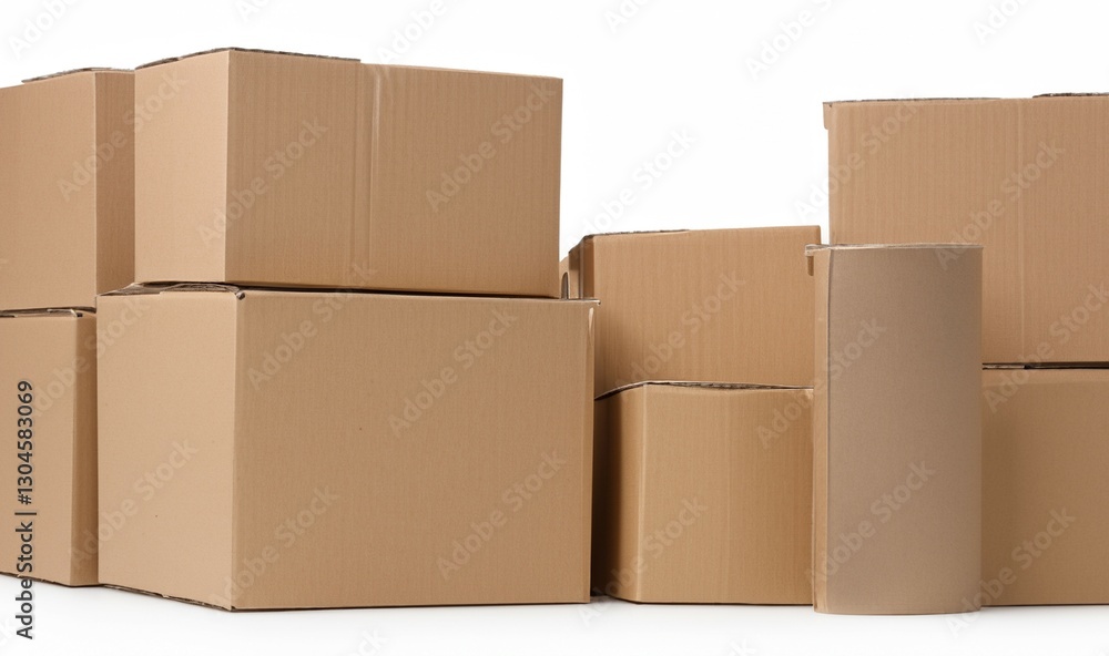 Brown kraft cardboard box isolated on white background. Paper carton package, post order of rectangle wide shape. Brown paper boxes. Cardboard box isolated on white background. Place for text. Brown kraft cardboard box isolated on white background. Paper carton package, post order of rectangle wide shape. Brown paper boxes. Cardboard box isolated on white background. Place for text.
