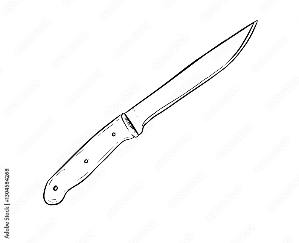 Fototapeta premium boning knife digital illustration isolated black and white