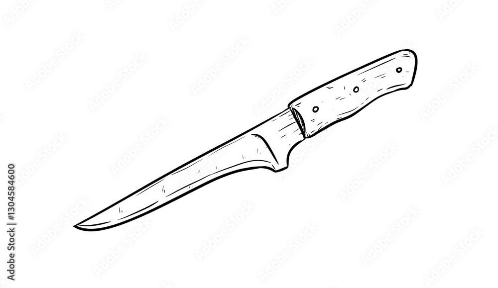 Obraz premium boning knife digital illustration isolated black and white