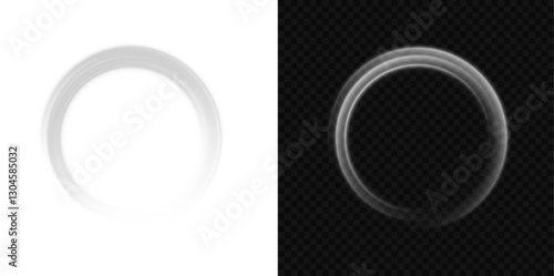 Radiant White Swirl. Elegant curved light effect. Luxurious white glow with sparkling highlights. Shining white arc. PNG isolated collection of twinkling white sparks and soft luminous round lights.