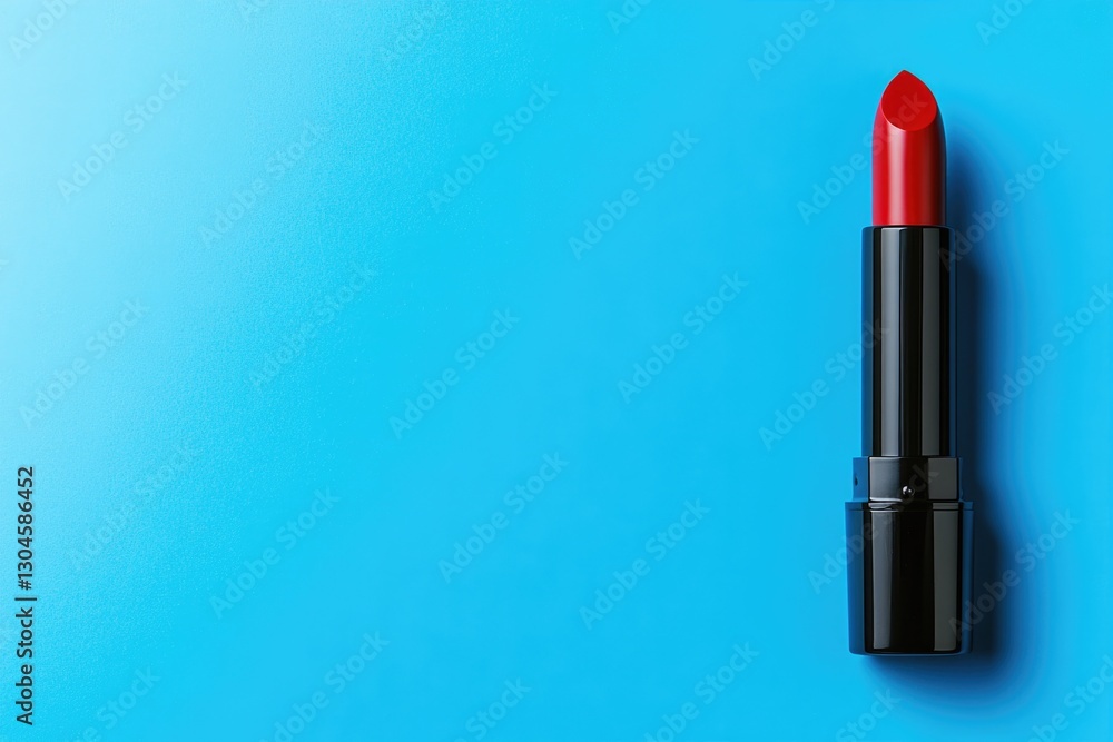 Obraz premium Bold red lipstick against vibrant blue background creates striki