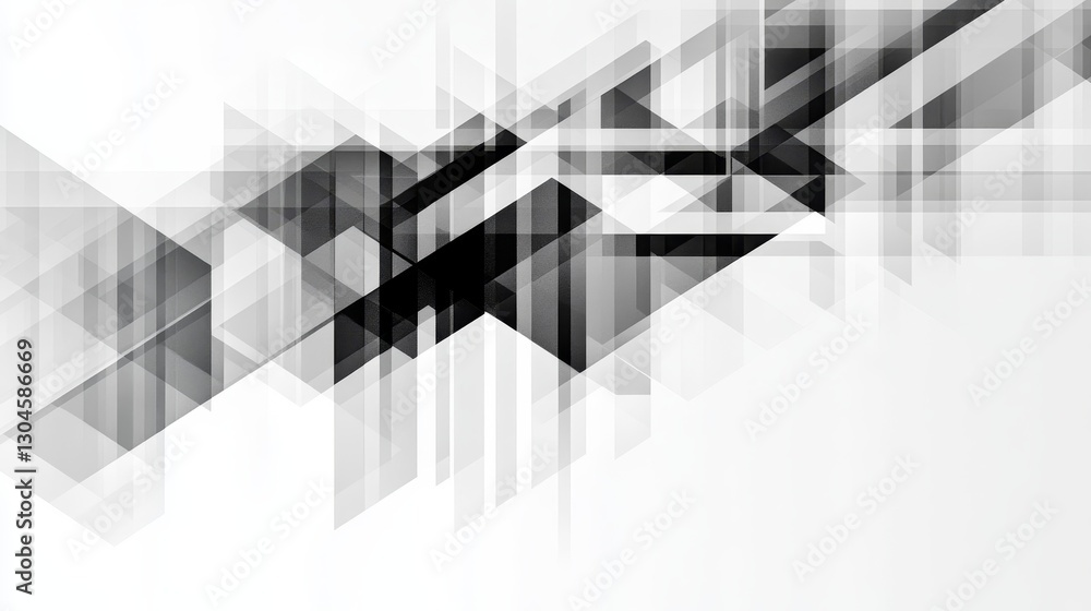 Naklejka premium Abstract Geometric Art Design with Monochrome Shapes and Lines