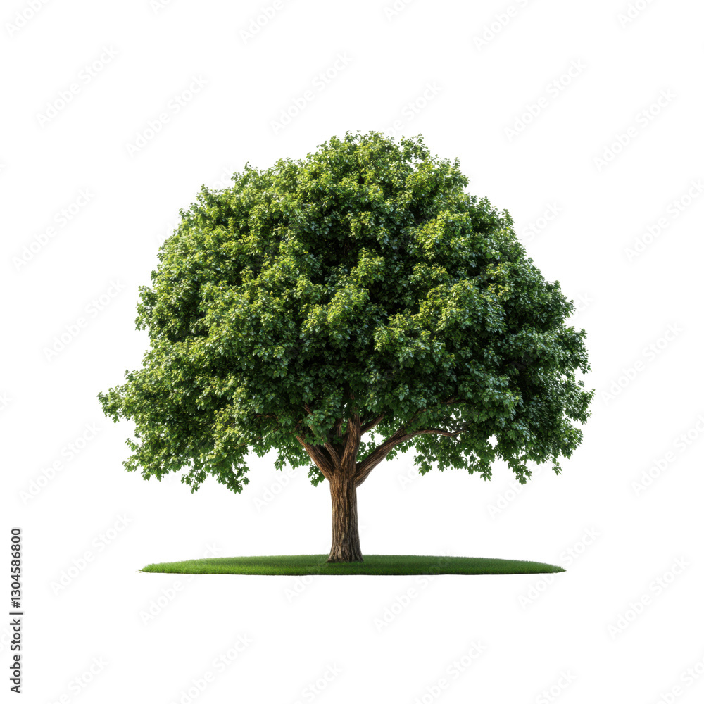 Fototapeta premium This isolated hall tree features lush green leaves and a strong trunk, perfect for use in various design applications or presentations.