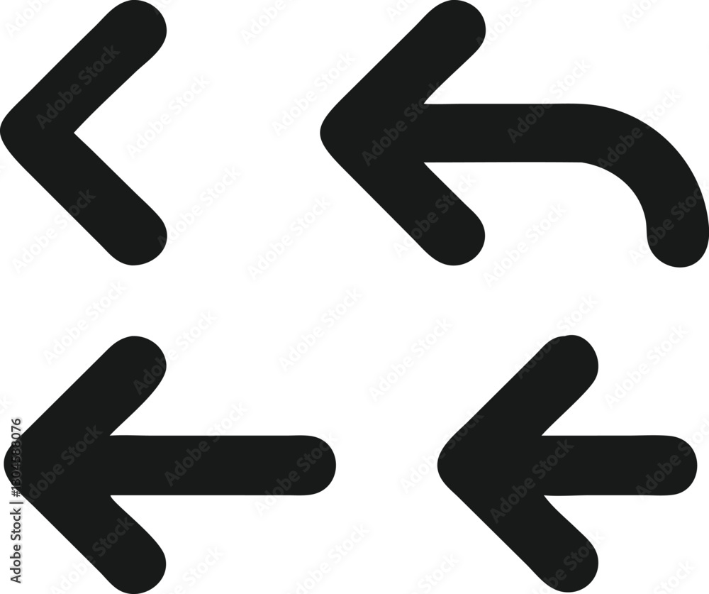 Simple black arrows with various directions on a white background Simple black arrows with various directions on a white background