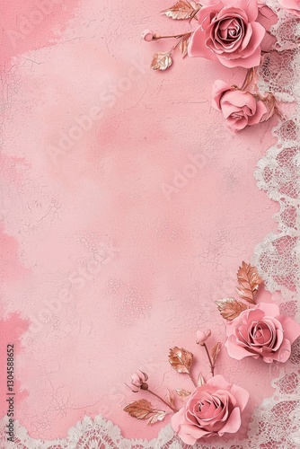 Abstract lace borders flower accents background poster template photo