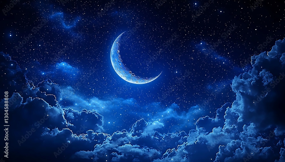 Crescent Moon Night Sky Cloudscape Crescent Moon Night Sky Cloudscape