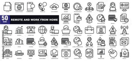 Remote and work from home icon set