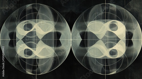 Intricate Geometric Patterns in Black and White Art Design