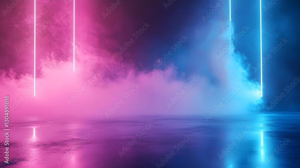 custom made wallpaper toronto digitalNeon lights illuminate a foggy environment with bright color reflections