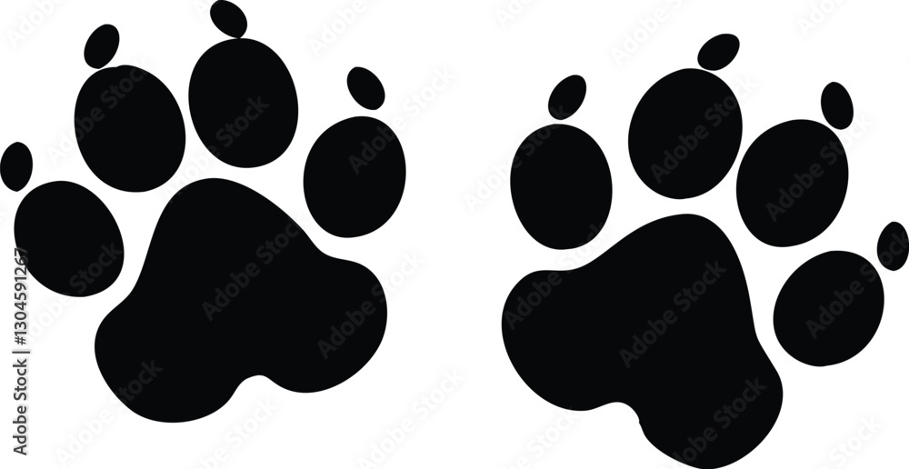 Fototapeta premium Dog paw print set. Paw icon. Vector illustration.