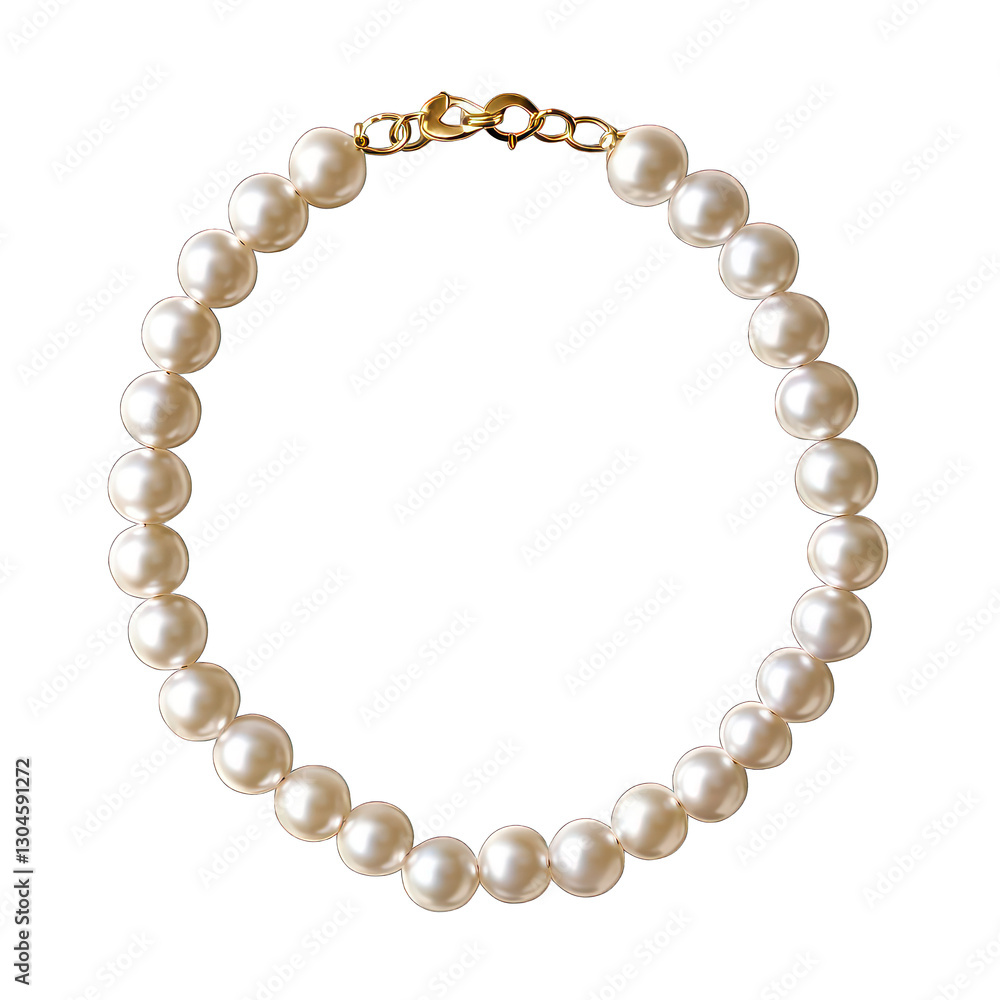 Elegant pearl necklace with golden clasp isolated on transparent background Elegant pearl necklace with golden clasp isolated on transparent background