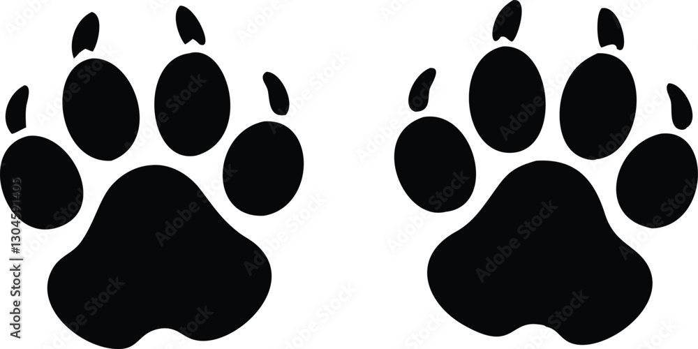 Fototapeta premium Dog paw print set. Paw icon. Vector illustration.
