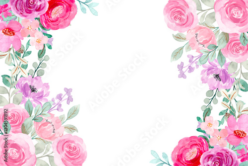 Watercolor flowers background vector for design.