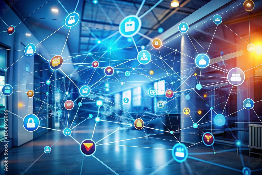 IoT Network Diagram: Connected Devices & Data Flow - Documentary Photography Style IoT Network Diagram: Connected Devices & Data Flow - Documentary Photography Style