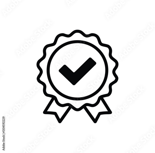 Certification Badge Icon with Checkmark Symbol for Quality and Approval