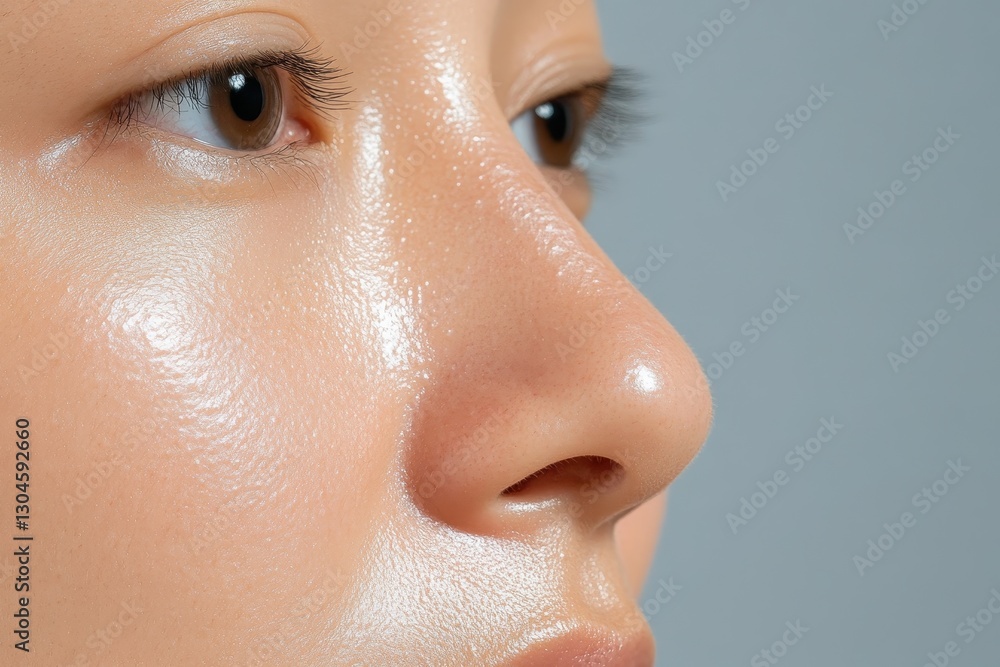 Fototapeta premium Rejuvenated Woman Post Micro-Needling Facial Treatment, Esthetician Preparing Skin for Care.