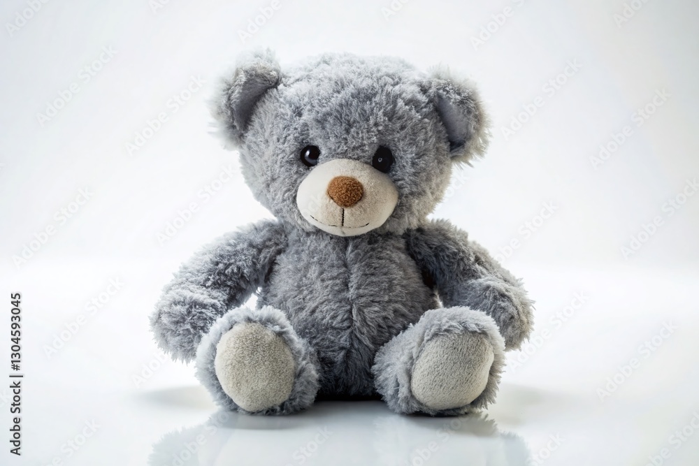 Isolated Gray Plush Bear Toy on White Background - Minimalist Photography Isolated Gray Plush Bear Toy on White Background - Minimalist Photography