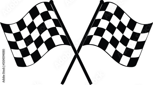 Racing flag icons set. Finish flag. Vector illustration