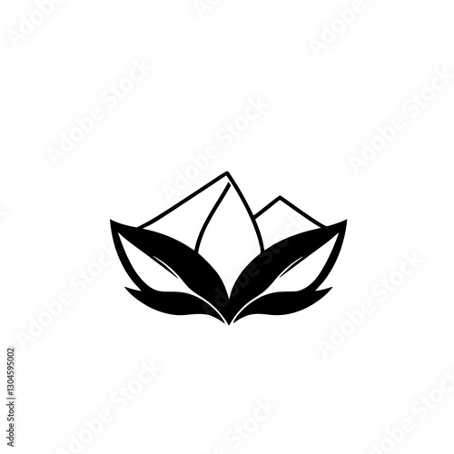 Artistic Composition, a graphical logo design with leaves shape in black.