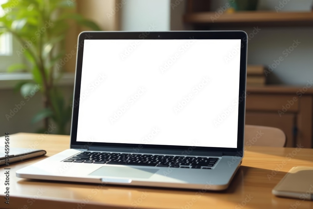 Closed laptop blank screen, on wooden table, natural light, blank, light Closed laptop blank screen, on wooden table, natural light, blank, light