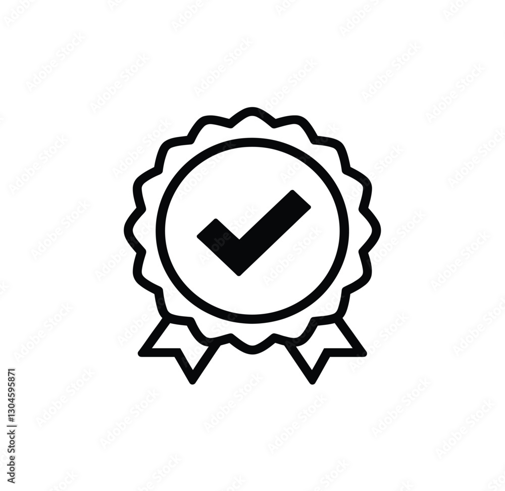 Certification Badge Icon with Checkmark Symbol for Quality and Approval Certification Badge Icon with Checkmark Symbol for Quality and Approval