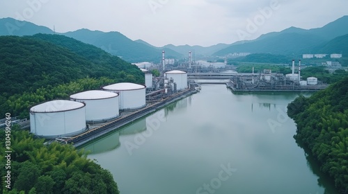 Wallpaper Mural The inside of a carbon capture plant is depicted, showing a cross-section of machinery that turns emissions into reusable products, with CO2 pipelines extending into secure underground storage Torontodigital.ca
