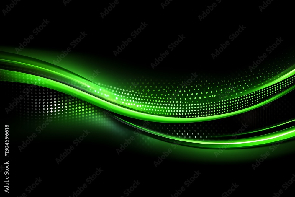 Luminous green abstract design with fluid shapes on a black backdrop Luminous green abstract design with fluid shapes on a black backdrop