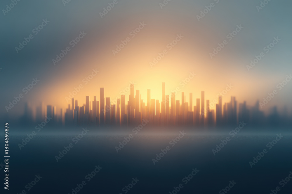 Fototapeta premium Abstract Cityscape Background with Upward Trend and Copy Space