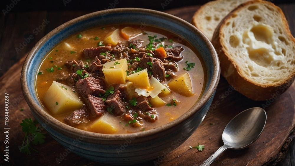 Hearty Beef and Potato Soup in Rustic Bowl – Comfort Food Hearty Beef and Potato Soup in Rustic Bowl – Comfort Food