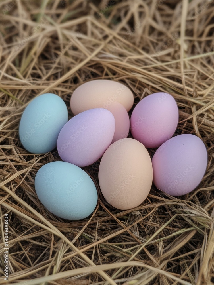 Pastel Easter Eggs in a Nest of Straw a Celebration of Spring and New Beginnings Holiday Treat Design Pastel Easter Eggs in a Nest of Straw a Celebration of Spring and New Beginnings Holiday Treat Design