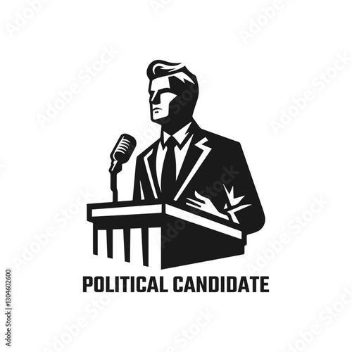 Political candidate black and white logo vector illustration
