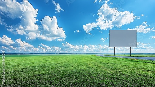 Blank billboard rural roadside landscape