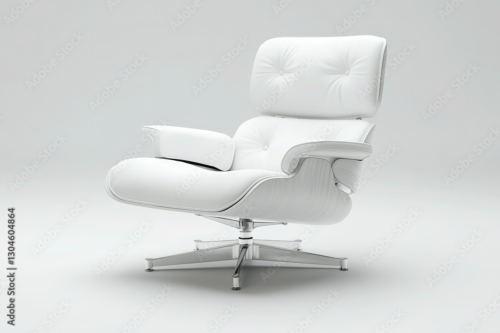 3D render of a white Eames armchair on a pure background, frontal view 3D render of a white Eames armchair on a pure background, frontal view