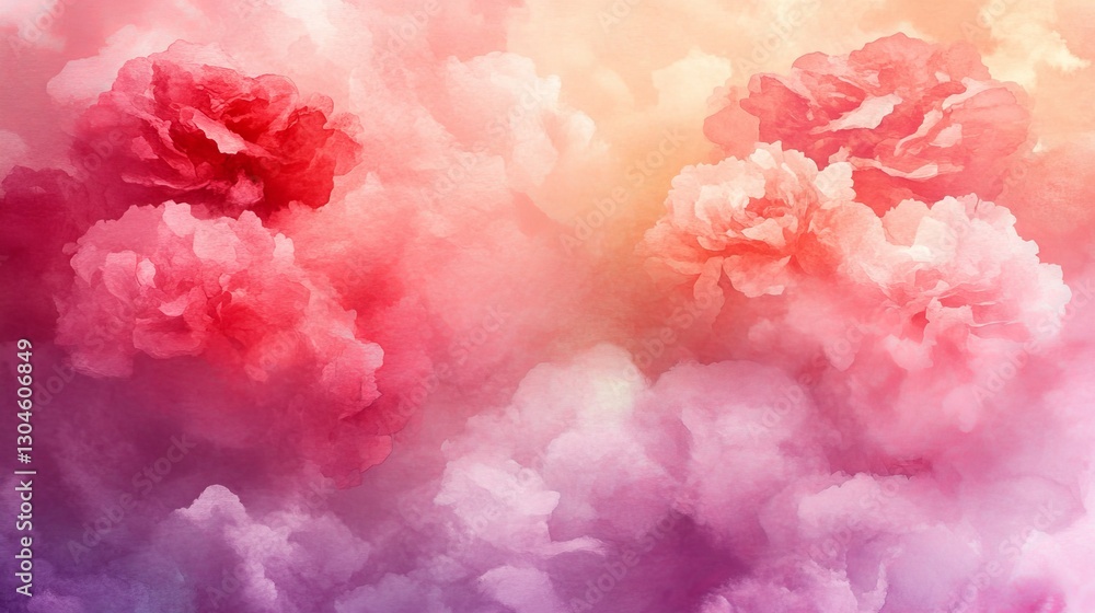 Fototapeta premium Dreamy Pastel Abstract Floral Background, Watercolor Painting, Soft Edges, Copyspace Design