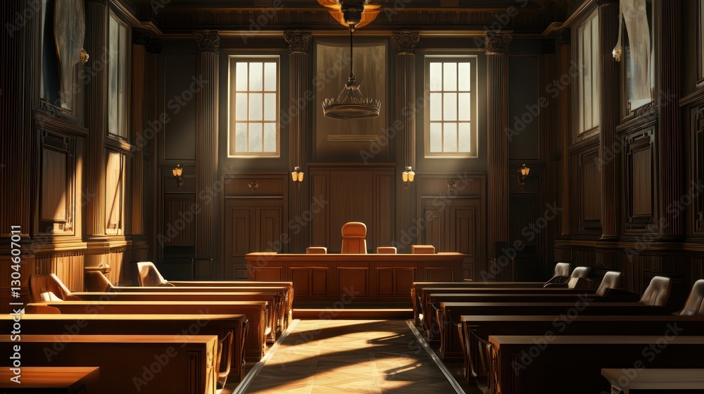 Fototapeta premium Grand Courtroom: Sunlight Illuminates Justice