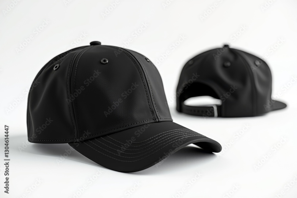 Black baseball cap showcased on a plain surface Black baseball cap showcased on a plain surface