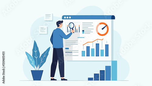 Market Researcher Analyzing Statistical Data to Gain Customer Insights
