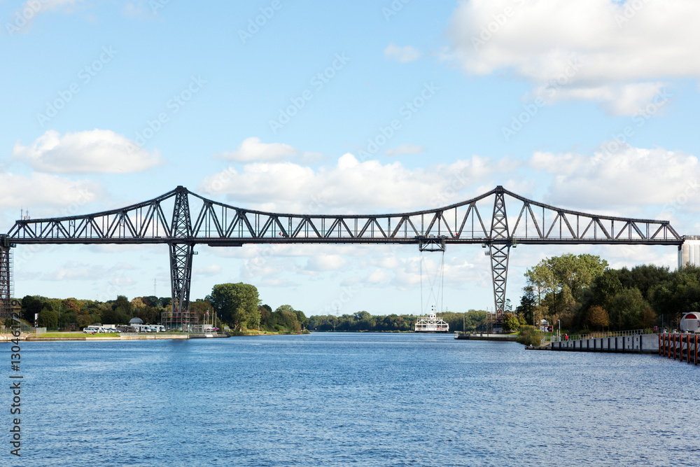 Fototapeta premium Rendsburg High Bridge with its suspension ferry across Kiel Canal