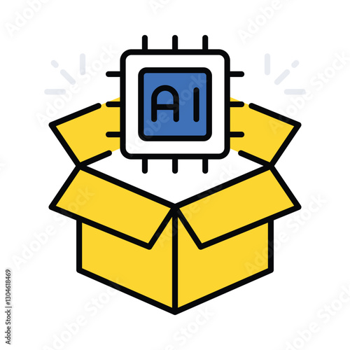 Ai Parcel vector filled outline icon. EPS 10 file