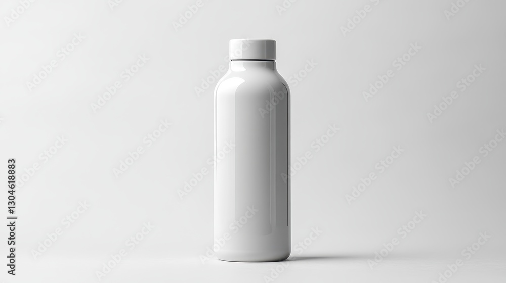 A pristine white insulated water bottle, sleek and minimalist, stands upright against an uncluttered white background, ready for its close-up, a testament to hydration and design. A pristine white insulated water bottle, sleek and minimalist, stands upright against an uncluttered white background, ready for its close-up, a testament to hydration and design.