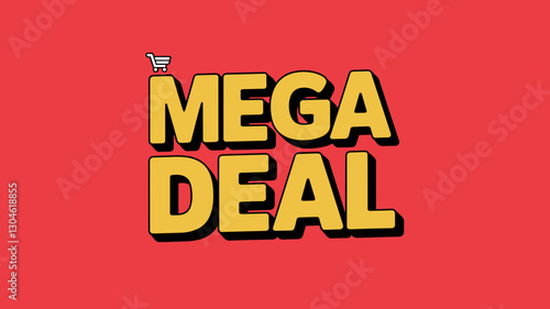 Bold Mega Deal Promotional Banner with Shopping Icon