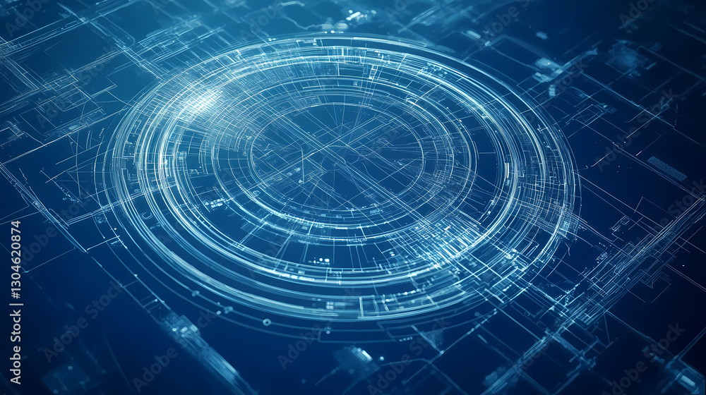 Fototapeta premium Blue Futuristic Circular Structure