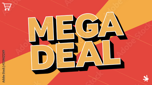 Bold Mega Deal Promotional Banner with Shopping Icon