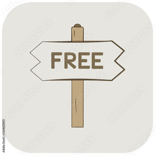 Flat wooden sign with "FREE" text.