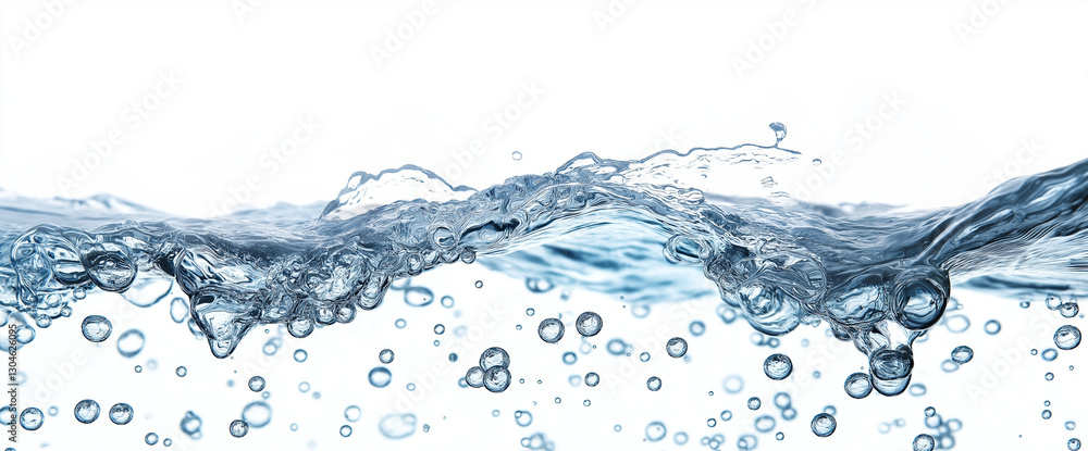 Water wave with bubbles on a white background Water wave with bubbles on a white background