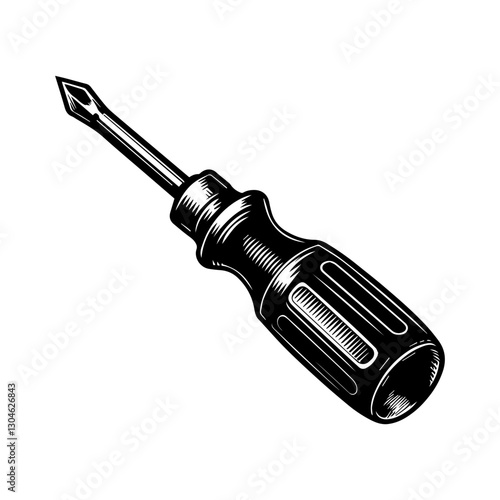 Black and white screwdriver logo. Vector graphics. EPS.